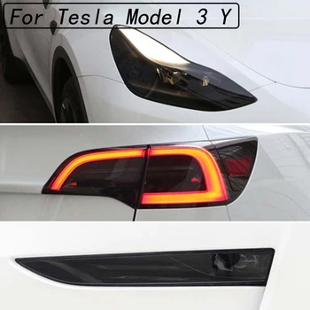  Automobilio priekinis žibintas užpakalinis Žibintas Priešrūkinis Žibintas Atspalviu TPU Apsauginiai Lempos Filmas Tesla Model 3 Y Apdailos Lipdukas Juodas Permatomas