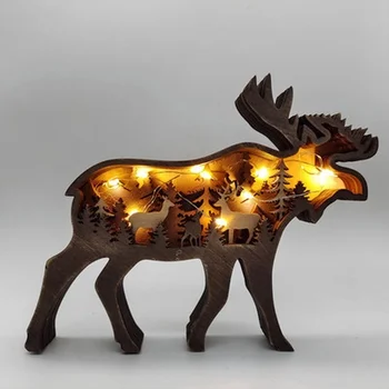  Kalėdų medinių amatų Kūrybinės gyvūnų namų puošybos ornamentai, papuošalai Kalėdų papuošalai papuošalai Kalėdų žiburiai