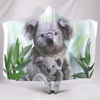  Koala Sklandžiai Kvėpuojantis Gobtuvu Antklodė 3D Atspausdintas Nešiojami, Antklodė, Suaugusiems, vaikams, Antklodė, antklodė mesti antklodę Lašas Laivybos 02