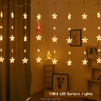  LED Star Užuolaidų Varveklis Žibintai LED KALĖDŲ String Pasakų Girliandas Šventė Žibintai, Vestuvių Gimtadienio Apdaila